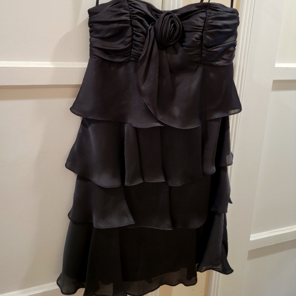 BCBG black strapless tired dress